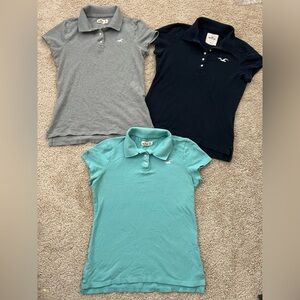 Hollister Women’s Medium Y2K Polo Shirts Lot Of 3 Preppy Seagull Early 2000s